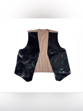 Vintage Mens Unisex Black Seal Fur Vest size Large Two Tone Fur Vest X Large